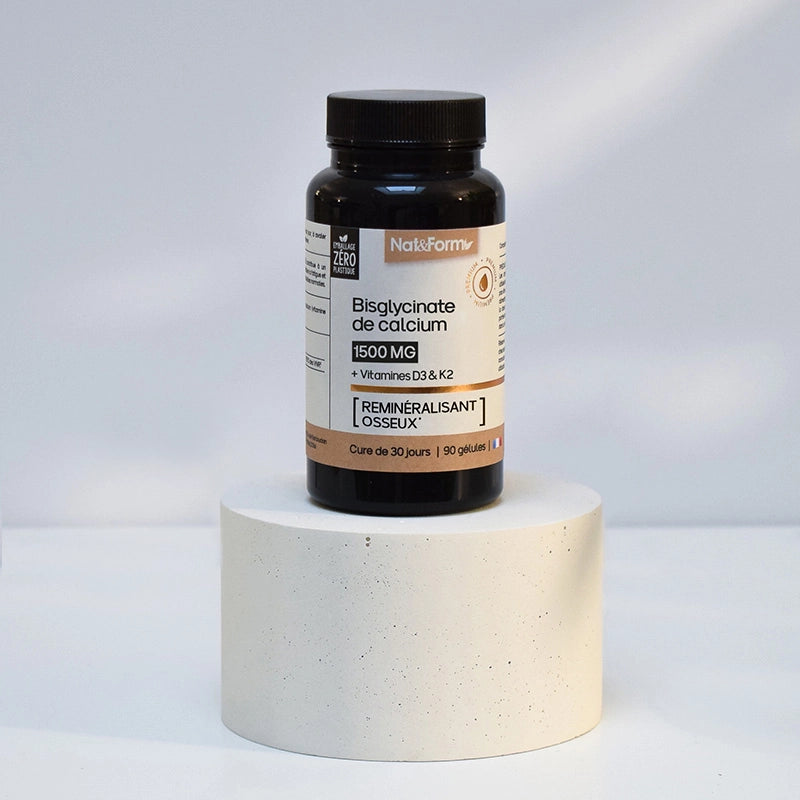 Premium Calcio bisglicinato con Vitamina D3 e K2 90 capsule - Rimineralizzante osseo